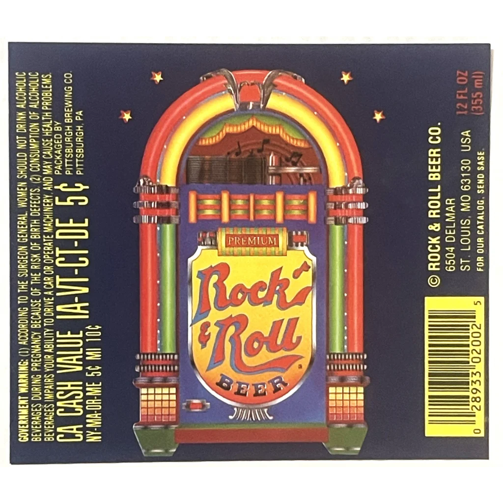 Vintage 1980s Rock and Roll Beer Label, St. Louis, MO, 🎶 Jukebox!