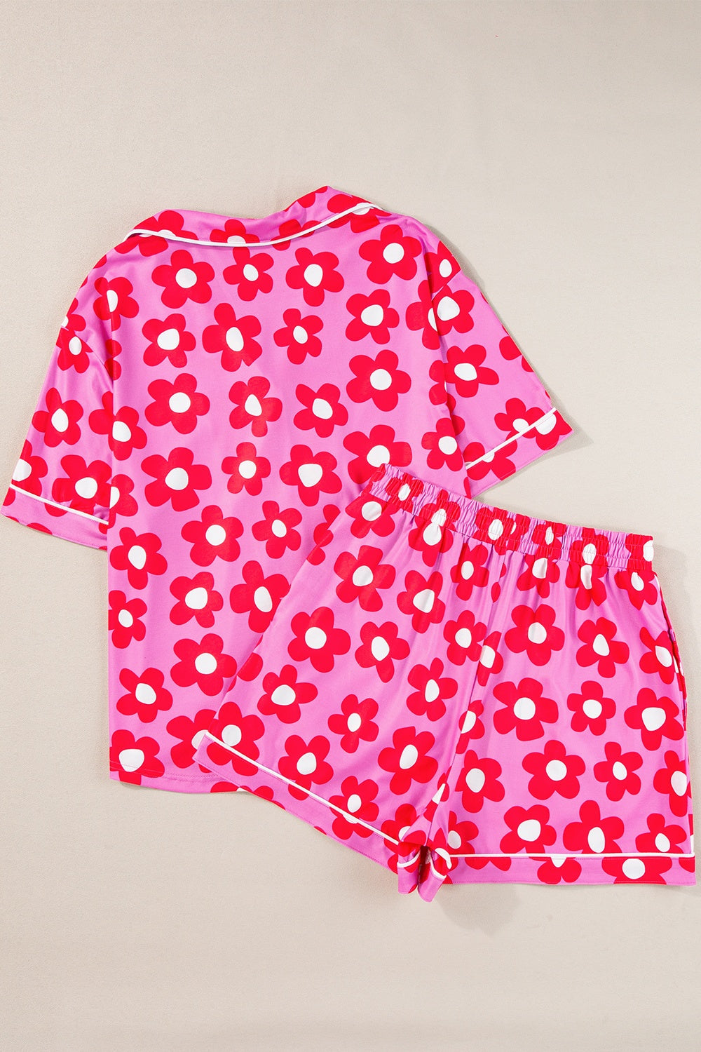 Pocketed Flower Half Sleeve Top and Shorts Lounge Set - 2 PCS. - T - 3 COLORS -