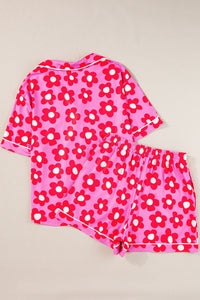 Thumbnail for Pocketed Flower Half Sleeve Top and Shorts Lounge Set - 2 PCS. - T - 3 COLORS -