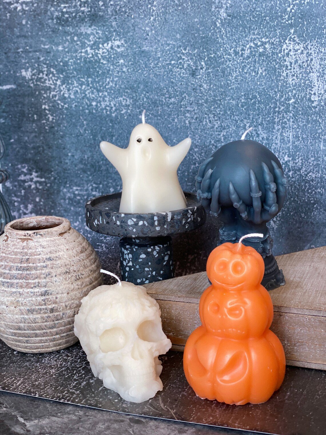 Cute Ghost Handmade Soy Wax Candle - 3 COLORS - 3 FRAGRENCES -