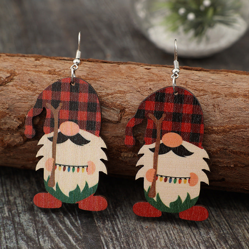 Wooden Gnome Earrings - T - 1 COLOR -