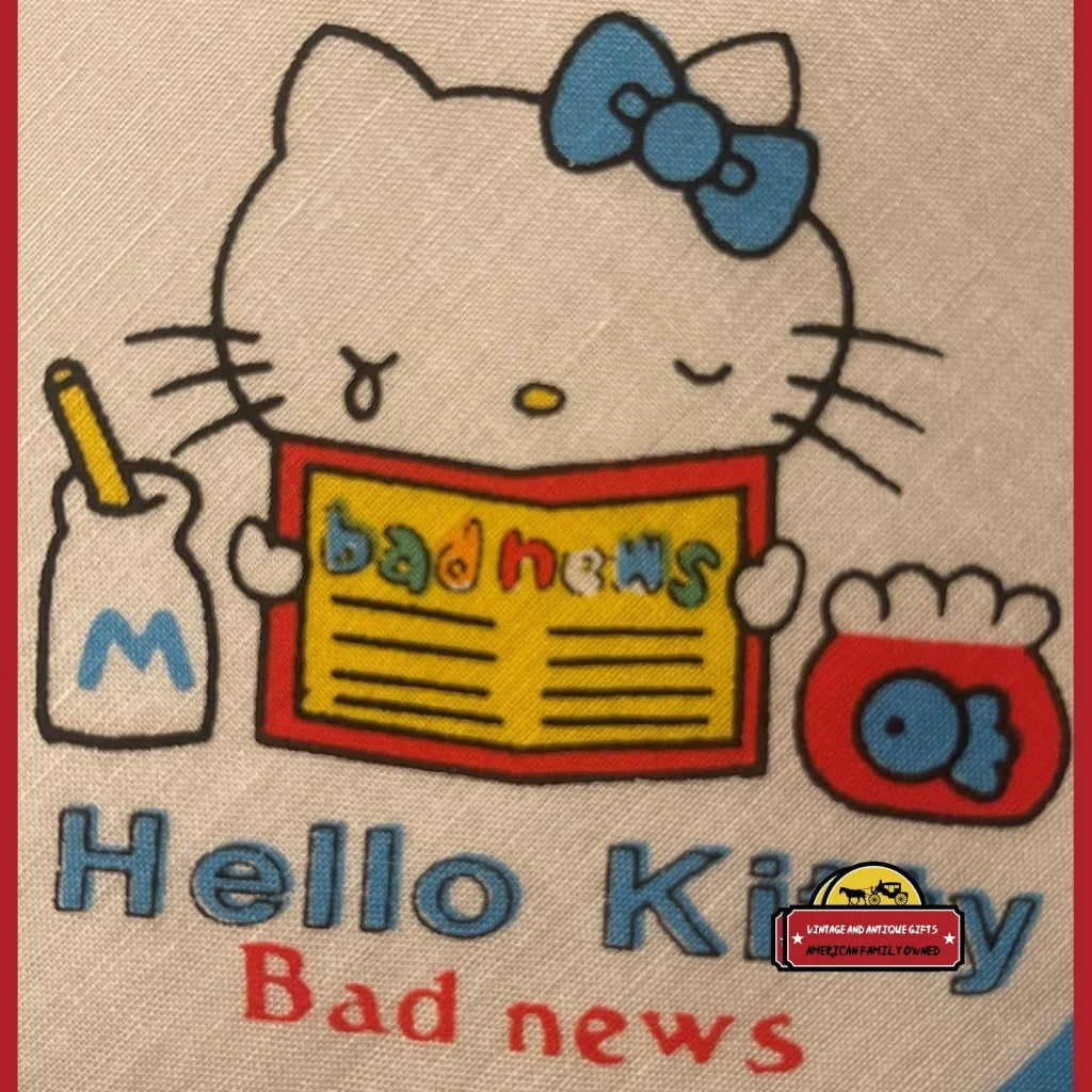 Vintage Hello Kitty Cotton Cloth Napkin Handkerchief Blue 1980s