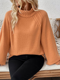 Thumbnail for Cable-Knit Turtleneck Long Sleeve Sweater - T - 1 COLOR -