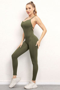 Thumbnail for Crisscross Spaghetti Strap Active Jumpsuit - T - 12 COLORS -