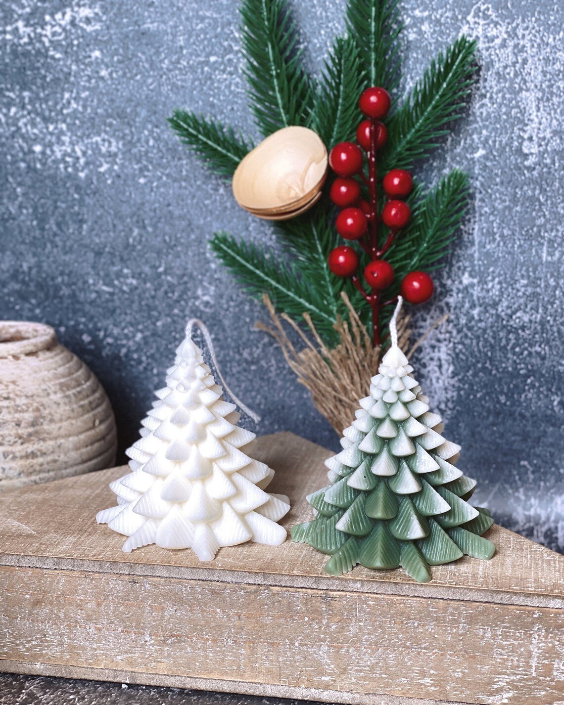 Christmas Tree Candles - Fir Trees Holiday Decor - 4 STYLES - 4 FRAGRENCES -