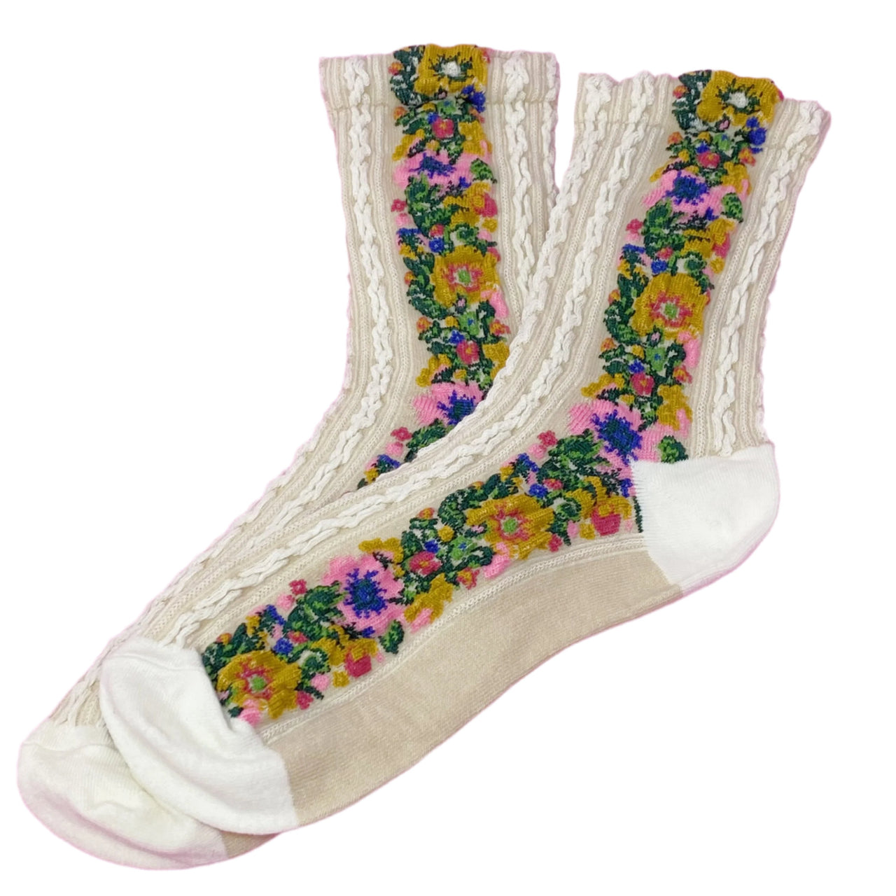 Noble Floral Beauty Socks - 1 PAIR -