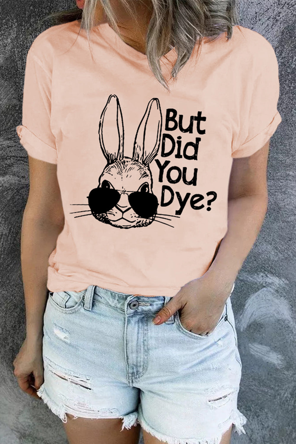 Rabbit Graphic Round Neck T-Shirt - T - 1 COLOR -