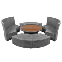 Thumbnail for Patio 5-Piece Round Rattan Sectional Sofa Set All-Weather PE Wicker Sunbed Daybed With Round Liftable Table and Washable