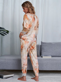 Thumbnail for Tie-Dye Round Neck Top and Pants Lounge set - 2 PCS. - T -