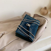 Thumbnail for Scrub Leather Chain Rivet Lock Shoulder Bag - 4 COLORS -