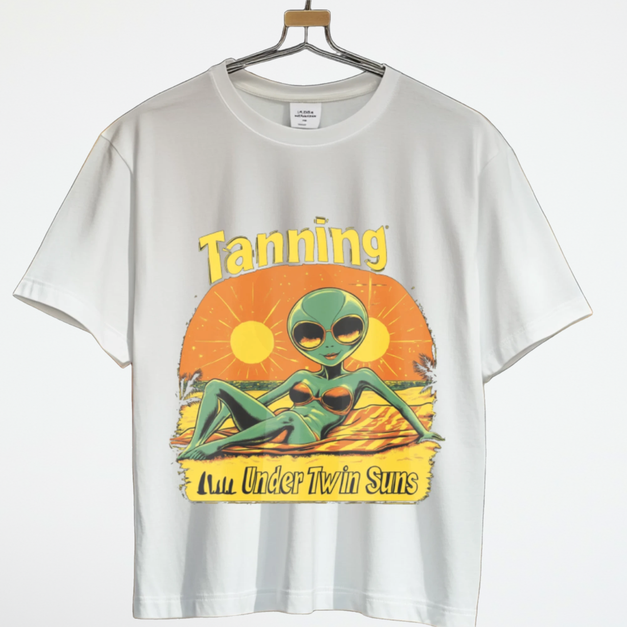 Tanning Under Twin Suns Alien Beach T-Shirt, Alien Tee - 2 COLORS -