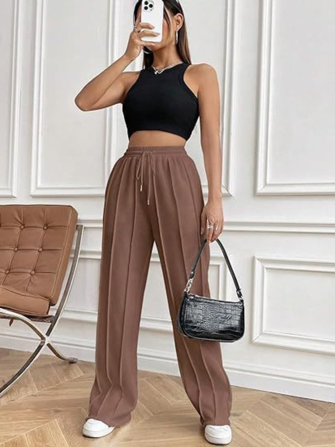 Drawstring Wide Leg Pants with Pockets - T - 5 COLORS -