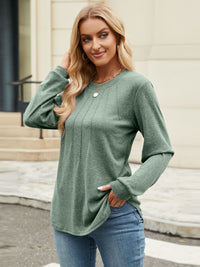 Thumbnail for Round Neck Long Sleeve T-Shirt - T - 5 COLORS -