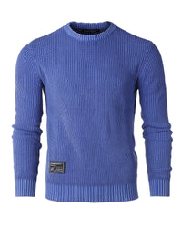 Thumbnail for Mens Long Sleeve Stone Washed Vintage Crewneck Pullover Sweater - 1 COLOR -