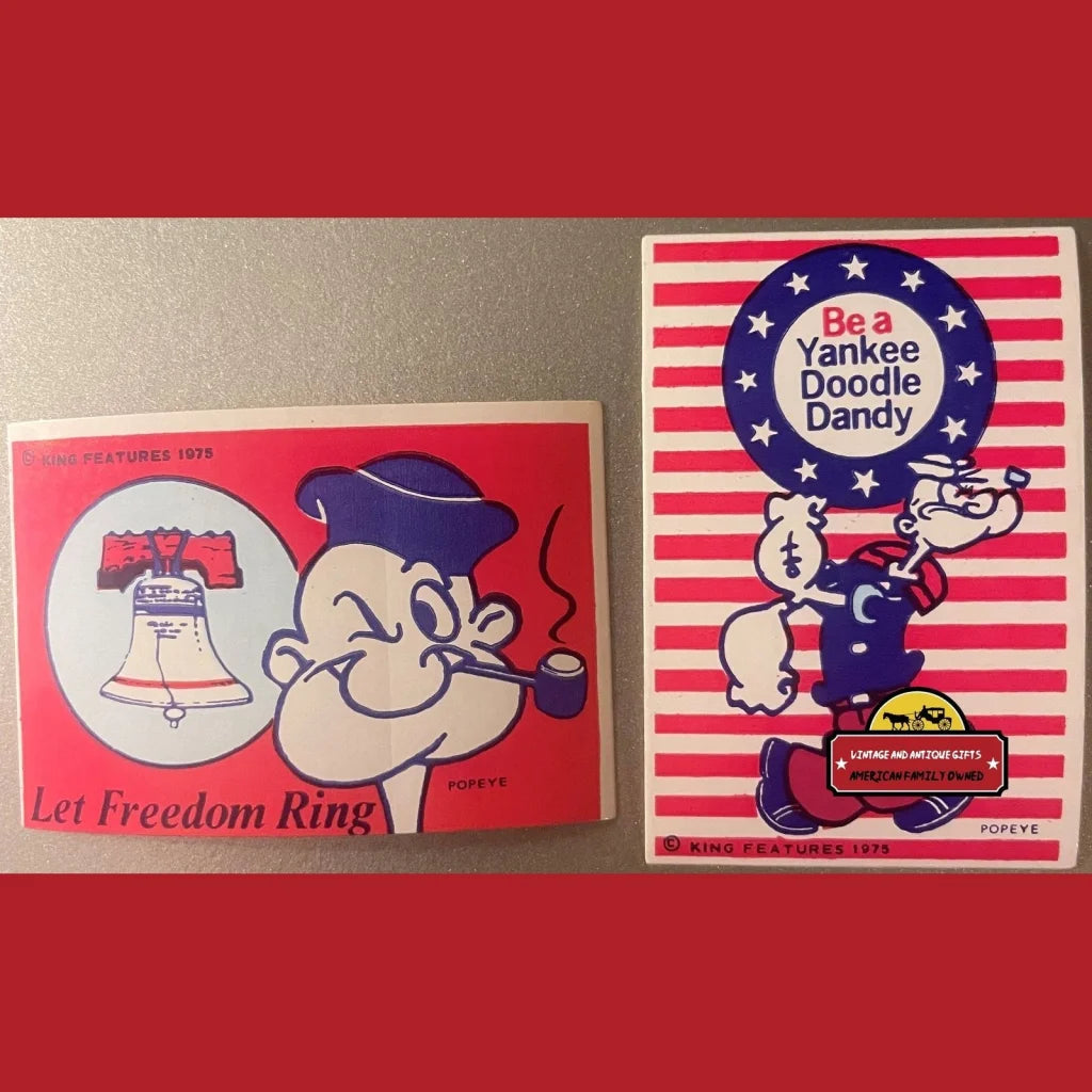 Vintage Patriotic Bicentennial Popeye Stickers 1975 American Icon Since 1929