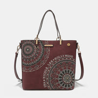 Thumbnail for Nicole Lee USA Metallic Stitching Embroidery Inlaid Rhinestone Tote Bag - T - 4 COLORS -