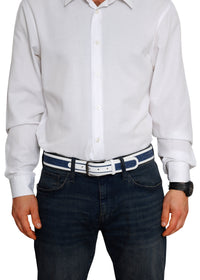 Thumbnail for Jkel - Swindon White Blue Leather Men Belt -