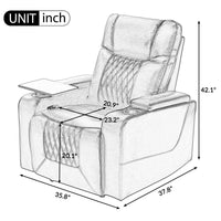 Thumbnail for Power Motion Recliner With USB Charging Port and Hidden Arm Storage 2 Convenient Cup Holders Design and 360° Swivel Tray