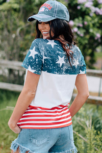 Thumbnail for US Flag Round Neck Short Sleeve T-Shirt - T - 1 COLOR -