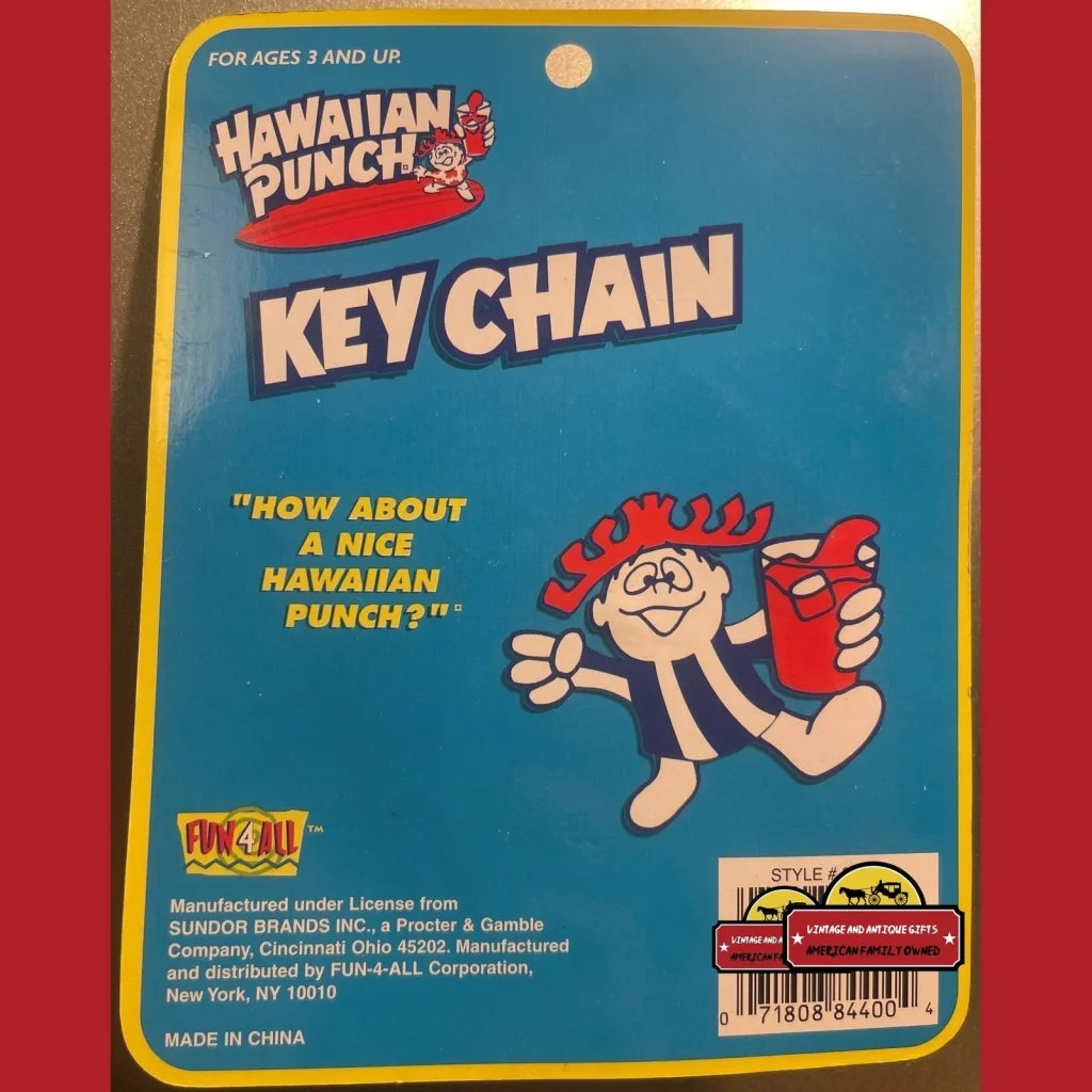 Vintage Hawaiian Punch Keychain Key Chain 1990s, Amazing Quality, Detail, and Unopened