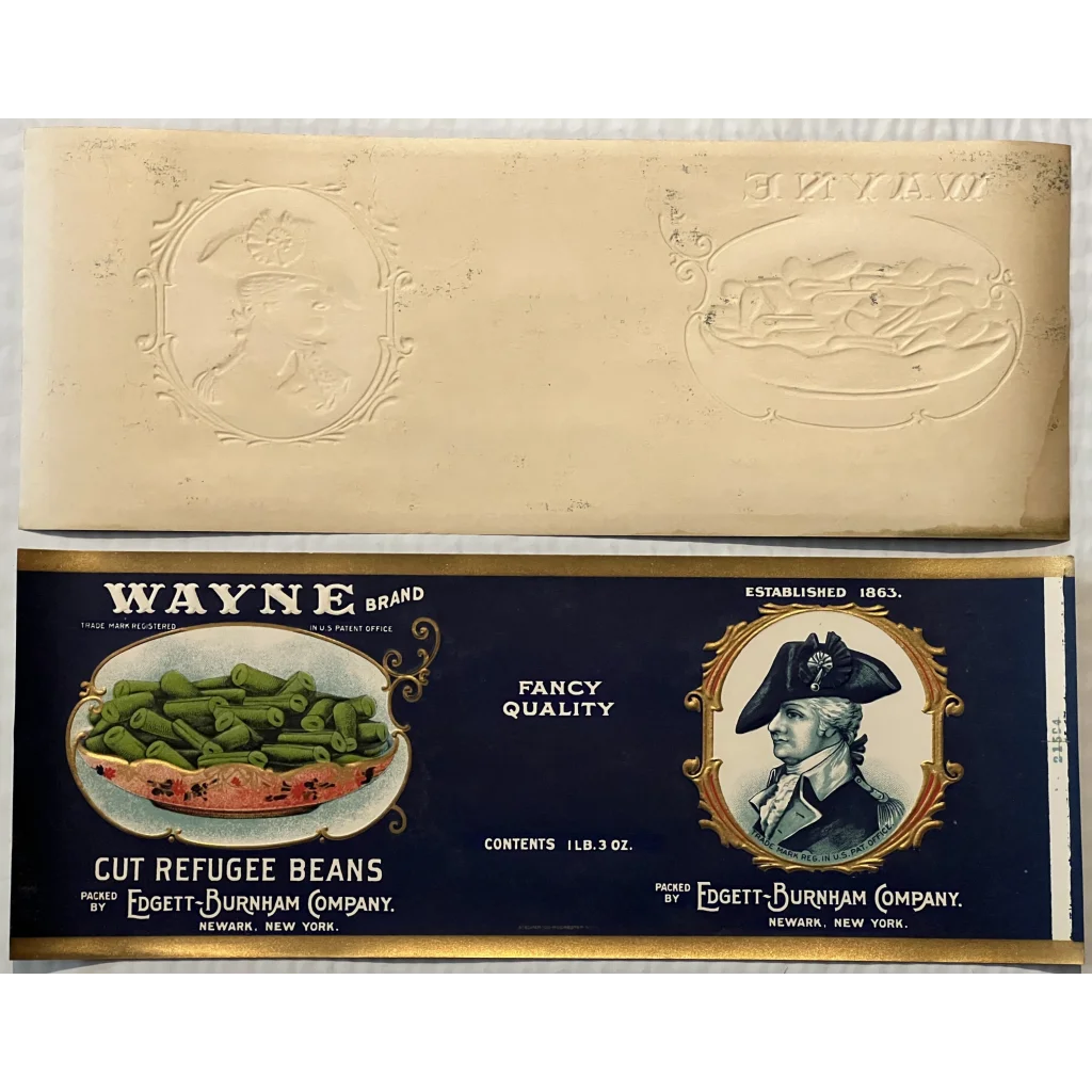 Antique Vintage🤩 1920s Wayne Gold Embossed Can Label Newark, NY