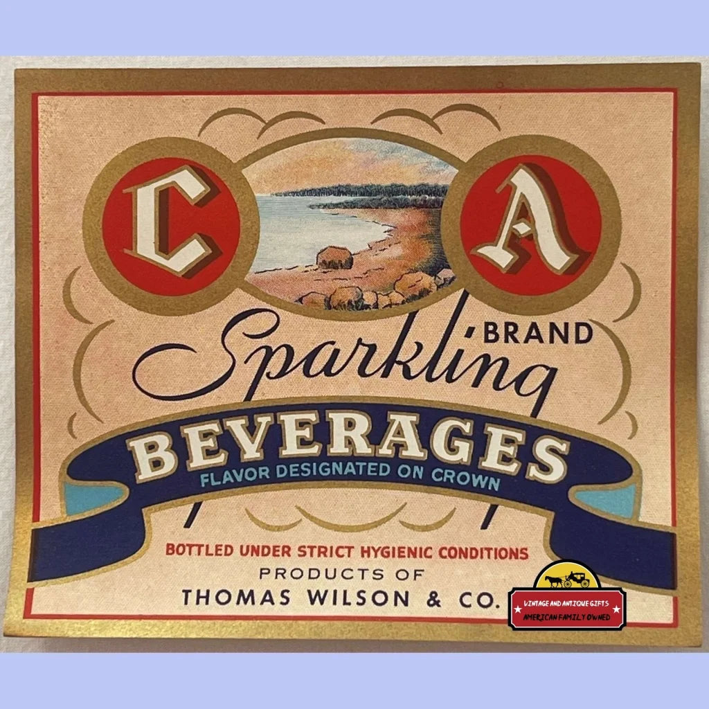 Vintage C a Sparkling Beverages Label, Thomas Wilson and Co. 1930s