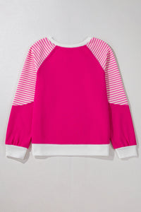 Thumbnail for Striped Round Neck Long Sleeve Sweatshirt - T - 1 COLOR -