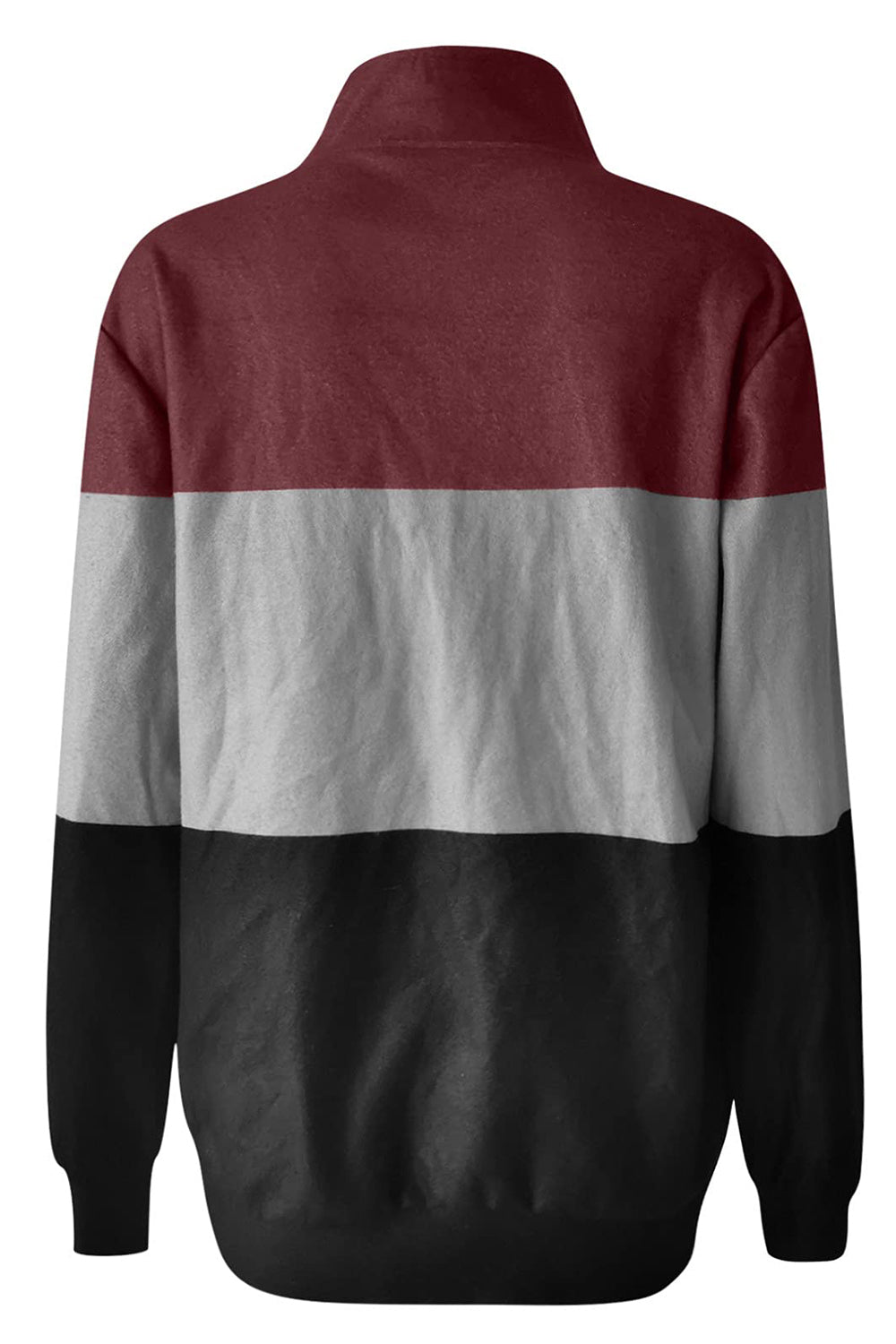 Full Size Color Block Quarter Zip Long Sleeve Sweatshirt - T - 3 COLORS -