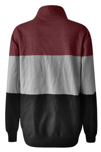 Thumbnail for Full Size Color Block Quarter Zip Long Sleeve Sweatshirt - T - 3 COLORS -