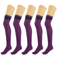 Thumbnail for 5 Pairs Over Knee Thigh Socks Knee-High Warm Stocking Women Boot Sock Leg Warmer High Socks - FITS SIZES 5-10 - 9 COLORS -