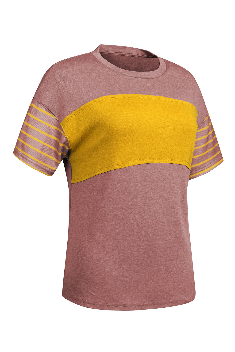 Striped Round Neck Short Sleeve T-Shirt - T - 6 COLORS -