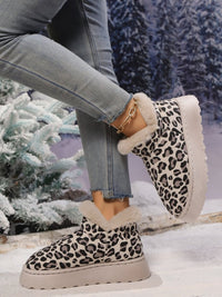 Thumbnail for Thermal Leopard Round Toe Platform Shoe Booties - T - 2 COLORS -