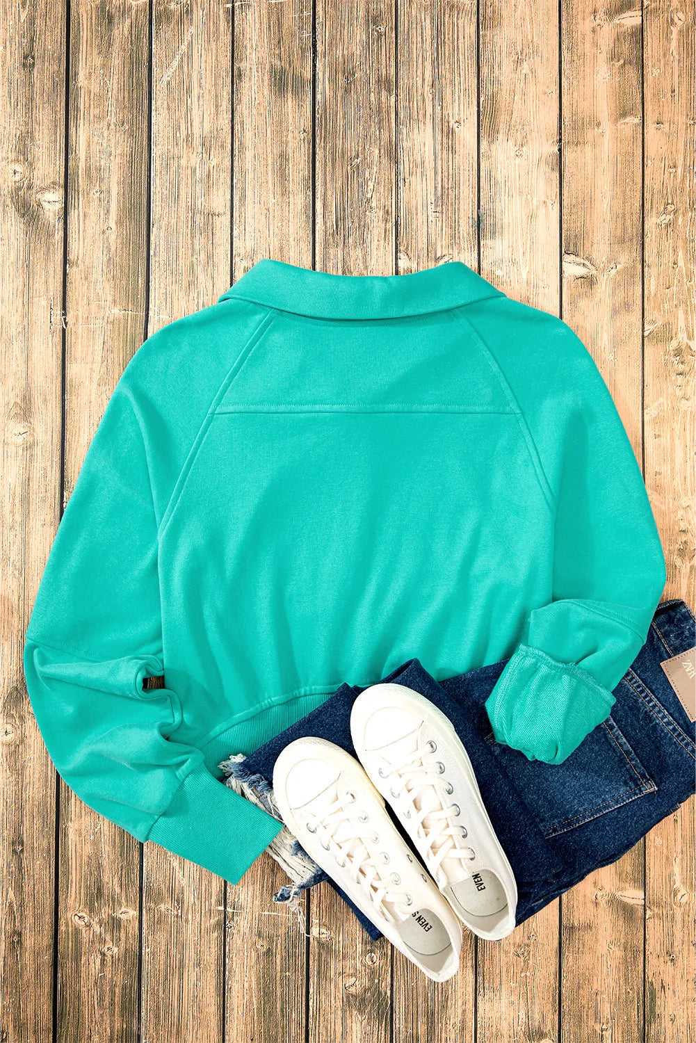 Half Zip Long Sleeve Sweatshirt - T - 1 COLOR -