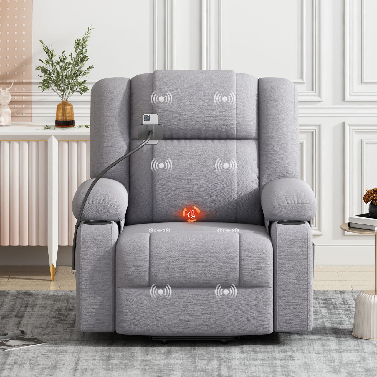 Power Lift Recliner Chair Electric Recliner for Elderly Recliner Chair With Massage and Heating Functions, Remote, Phone