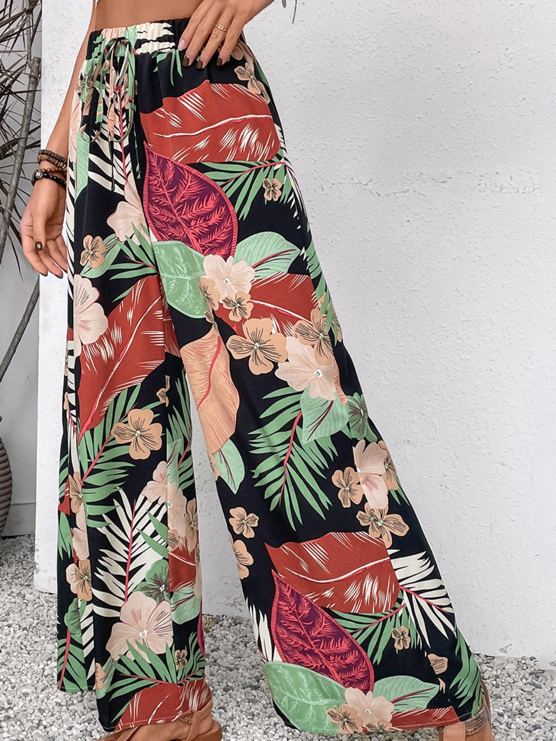 Printed Wide Leg Pants - Beach or Everyday - T - 1 COLOR -