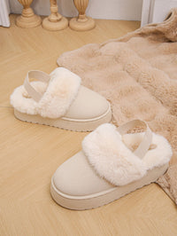 Thumbnail for Faux Fur Round Toe Platform Slippers - T - 3 COLORS -