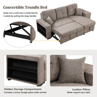 Thumbnail for Reversible Sleeper Sectional Sofa Bed With Side Shelf and 2 Stools,Pull-Out L-Shaped Sofa Bed,Corner Sofa-Bed With Stora