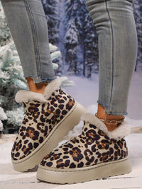 Thumbnail for Thermal Leopard Round Toe Platform Shoe Booties - T - 2 COLORS -