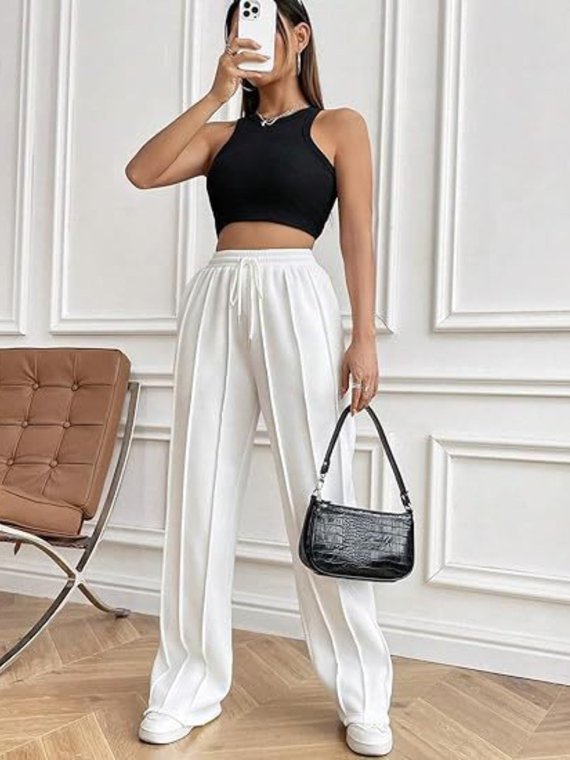 Drawstring Wide Leg Pants with Pockets - T - 5 COLORS -