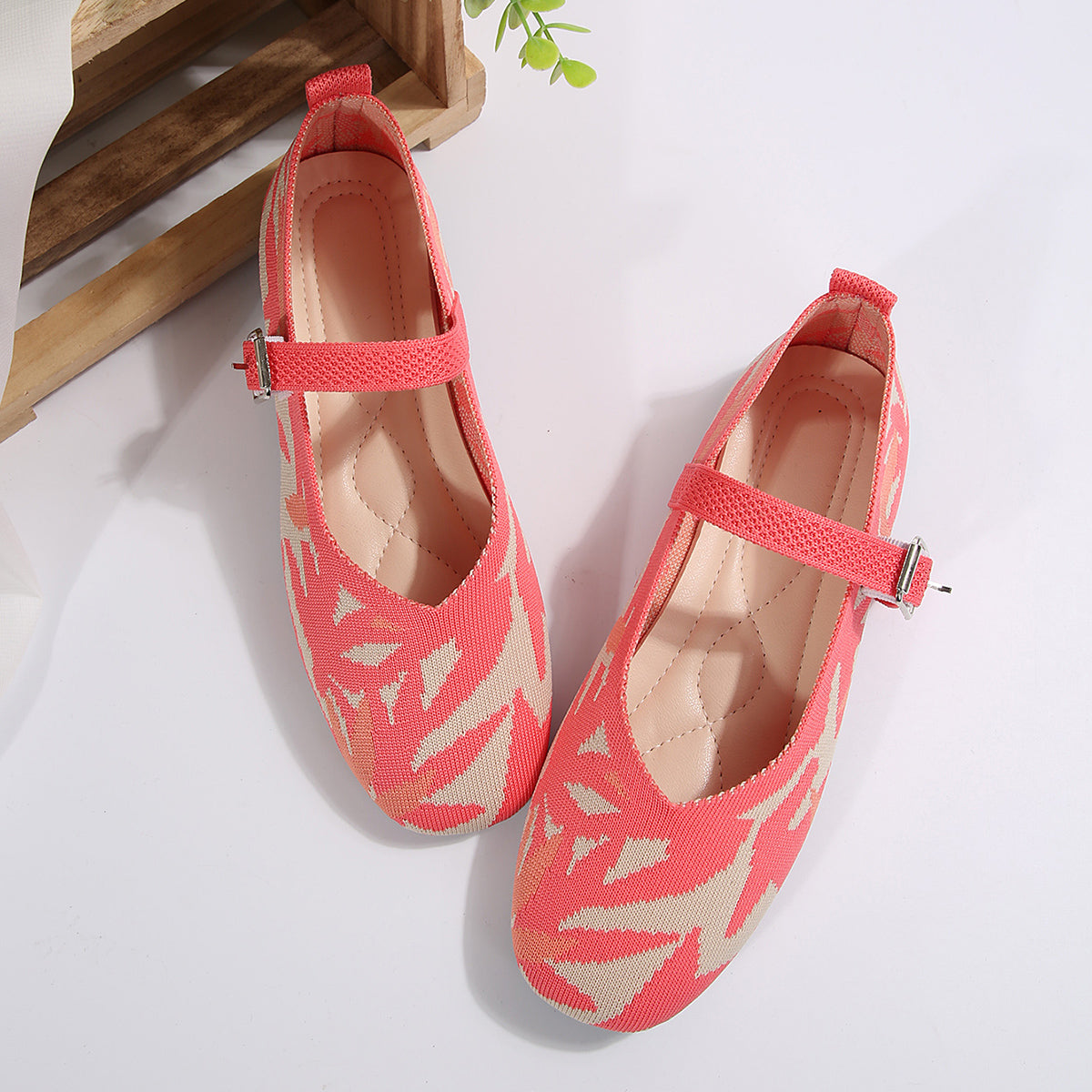 Printed Round Toe Flat Slip-Ons - T - 2 COLORS -