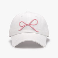 Thumbnail for Bow Embroidered Cotton Baseball Cap - T - 7 COLORS -