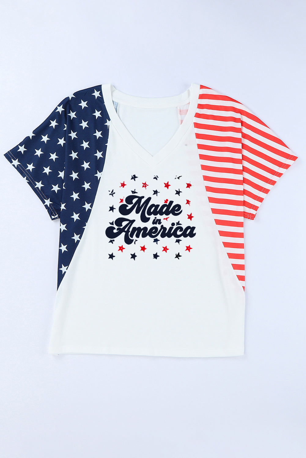 Stars and Stripes "Made in America" V-Neck Tee Shirt - T - 1 COLOR -