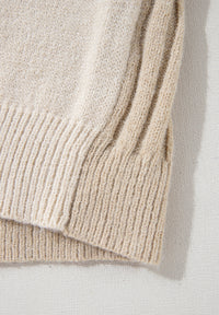 Thumbnail for Cable-Knit Color Block Round Neck Sweater - T - 1 COLOR -