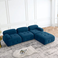 Thumbnail for Modular Sectional Sofa, Button Tufted Designed and DIY Combination,L Shaped Couch With Reversible Ottoman, Navy Velvet