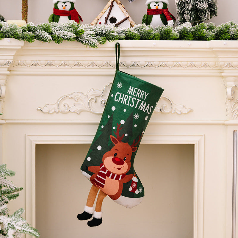 Printed Christmas Stocking Hanging Dangling legs & feet  - [5-10 DAY DELIVERY] - 21.7" HT. - 4 TYPES - T -