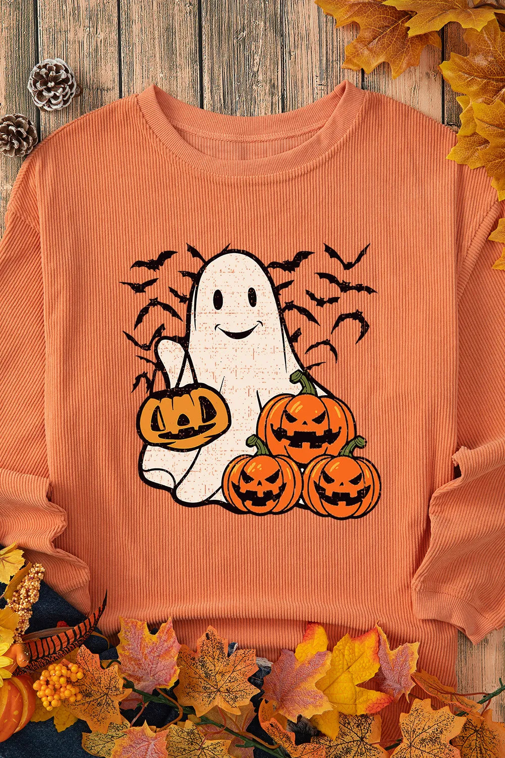 Jack-O'-Lantern Round Neck Long Sleeve Sweatshirt - T - 1 COLOR -