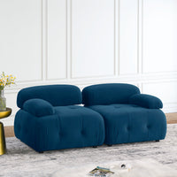 Thumbnail for Modular Sectional Sofa, Button Tufted Designed and DIY Combination,L Shaped Couch With Reversible Ottoman, Navy Velvet