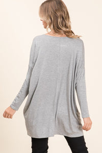 Thumbnail for BOMBOM Round Neck Long Sleeve Oversized Top - T - 1 COLOR -