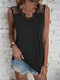 Thumbnail for Lace Detail V-Neck Tank - T - 1 COLOR -