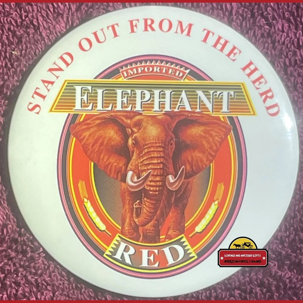 🐘 Vintage 1990s Elephant Red Beer Pin "Stand Out From the Herd" 🍺